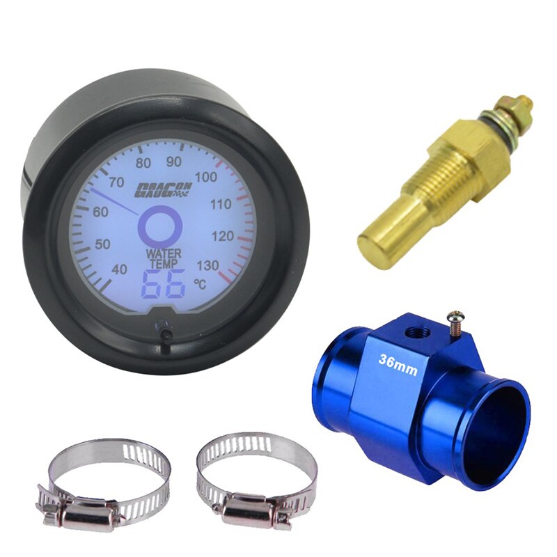 Dragon 2" 52mm Auto Car Water Temp Gauge 7 Colors Light LED Digital Temperature Mete Instrumentr 40~130 Celsius: Auburn