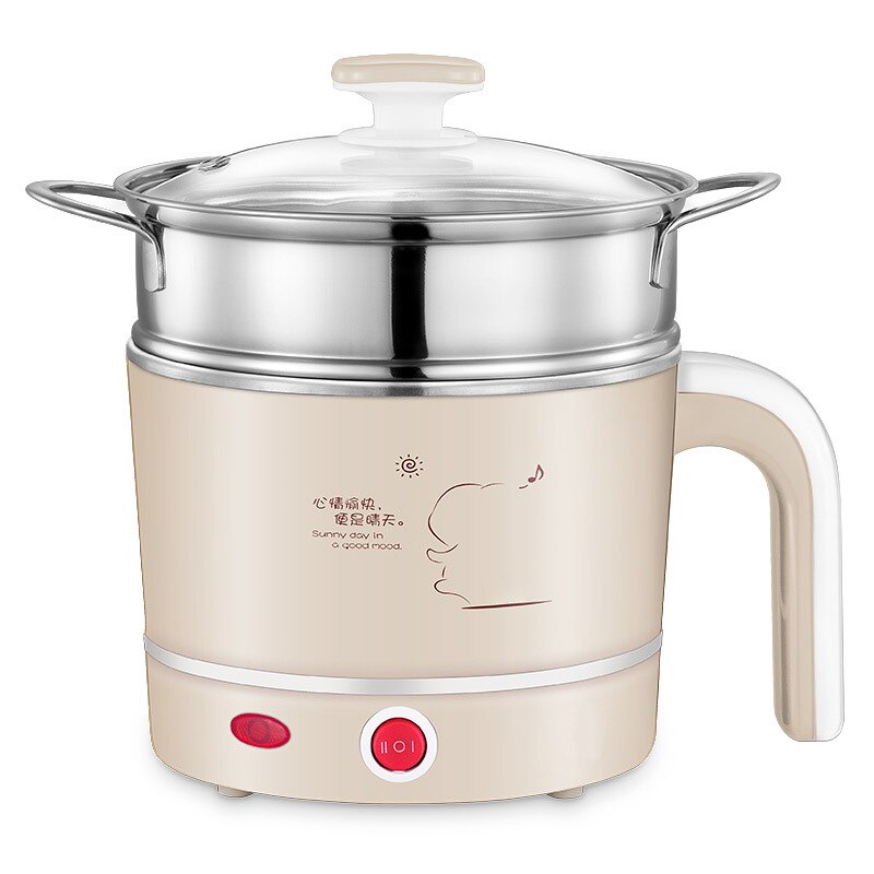 Multifunction electric Skillet Stainless Steel noodles pots rice cooker Steamed eggs pan Soup steamer 1.2L