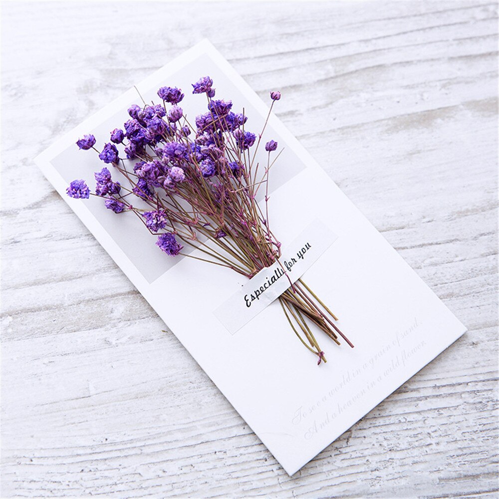 5pcs/set Retro Dry Flower Letter Papers Envelope Wedding Invitation Card Paper Handmade Greeting Card Letter Writing Paper: purple