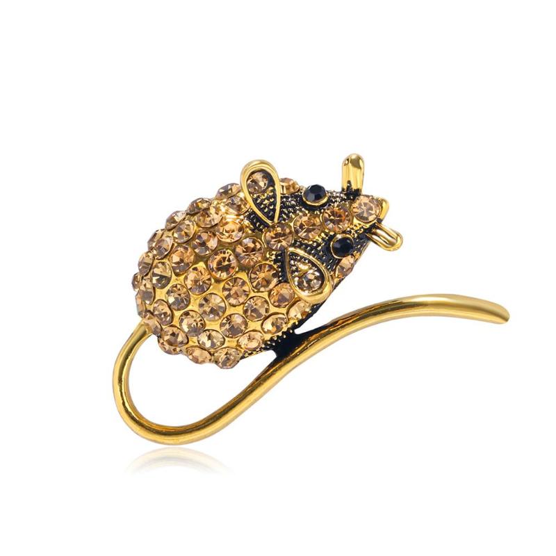 Strass Muis Broche Retro Badge Rugzak Jas Decor Ornamenten Rhinestone Animal Broche Pins: Mouse A