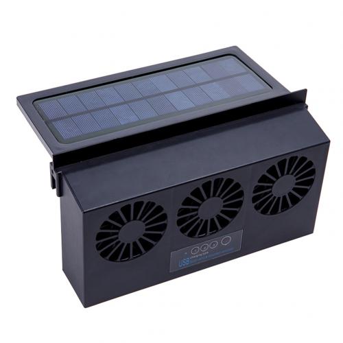 Usb avgas mini fläkt radiator super mute cooler för auto bilfönster soldriven luftventil cool ventilation: Svart