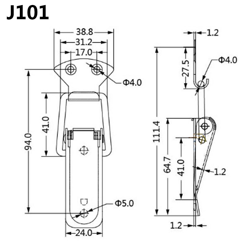 4Pcs/Lot Stainless Steel Hasp Spring Locking Latch Toolbox Chest Toggle Catch Clasp Box Hinges Furniture Hardware Accessories: 4Pcs J101