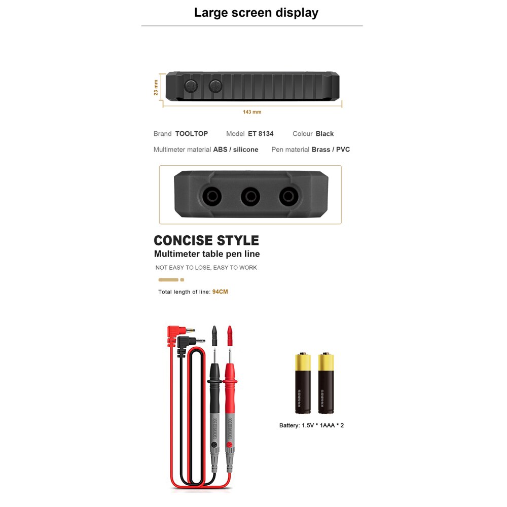 Multifunction Multimeter Direct Current Voltage Measuring LCD 4.7 Inch Capacitance Full Screen Measurement Ohmmeter