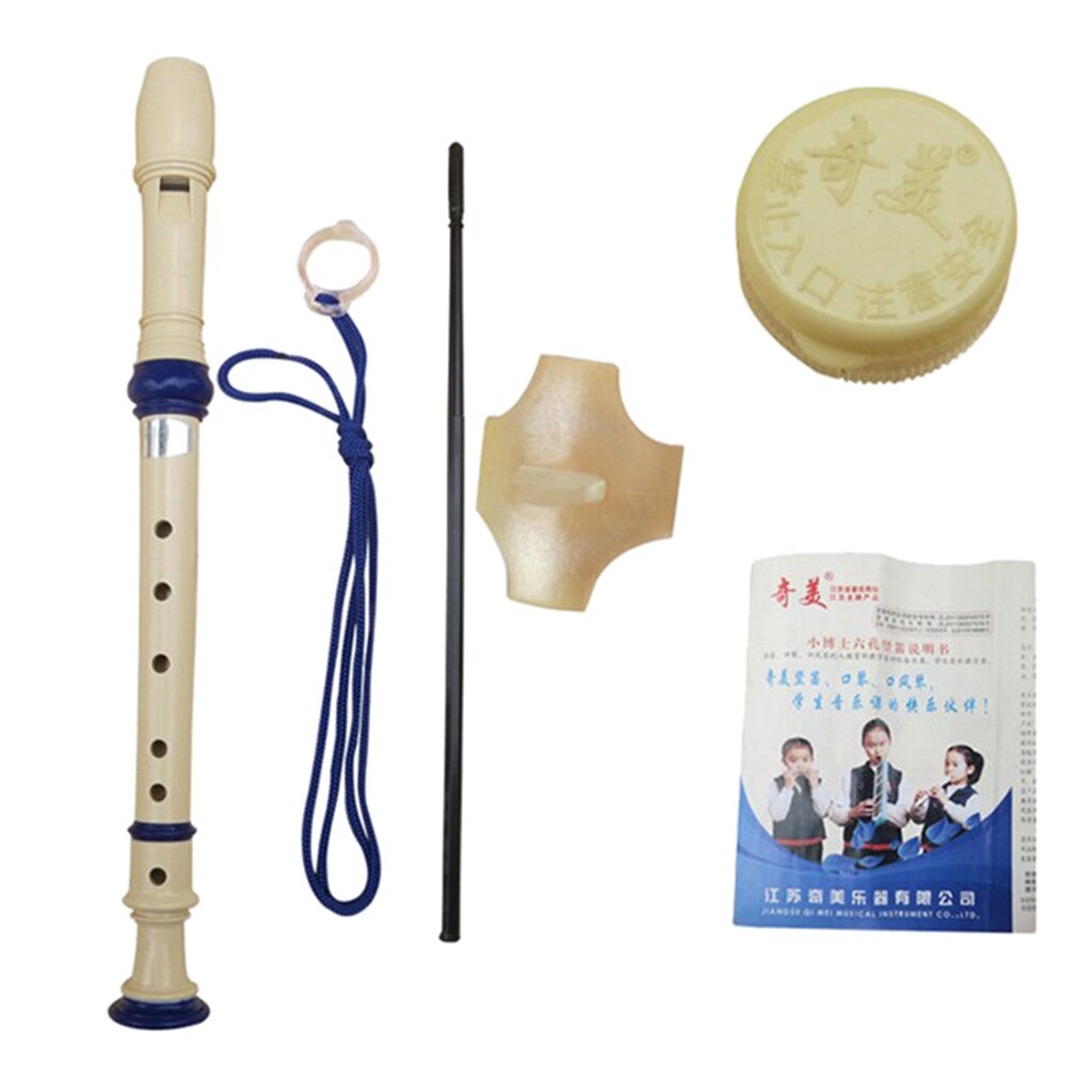ABS Soprano Recorder 6 Holes with Joint Grease,Cleaning Rod and Finger Support