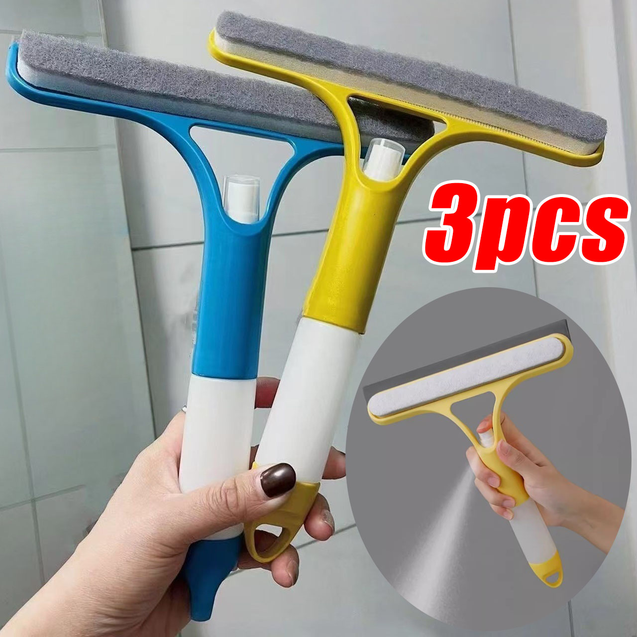 Limpador de limpeza de janela de carro 3 em 1, escova de vidro multifuncional, rodo de silicone para ferramentas de limpeza doméstica de carro