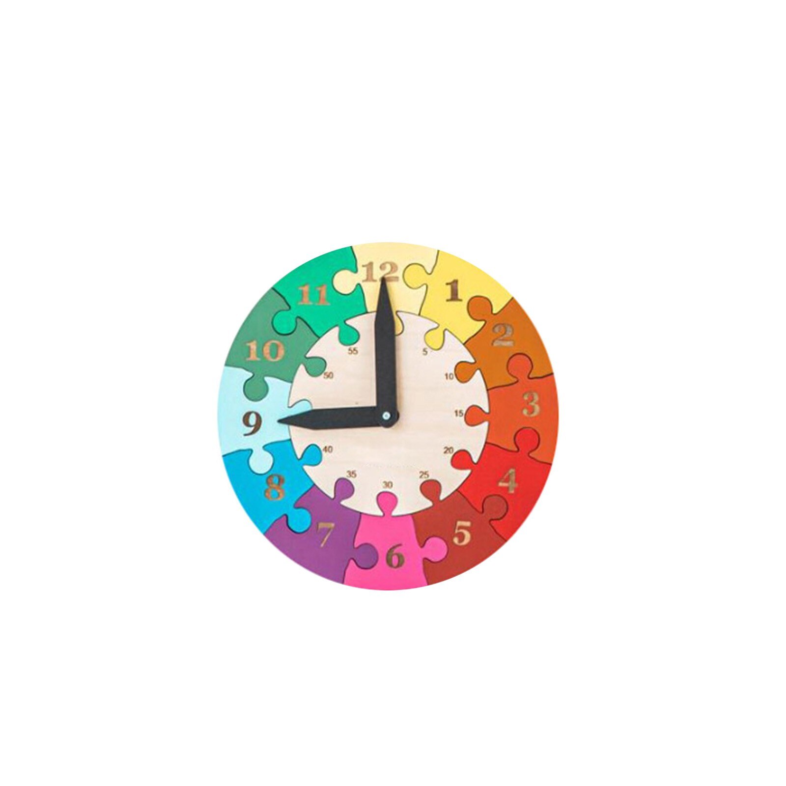 Learning Teaching Toddlers Clock Wooden Puzzle Toys Birthday Parent-child interactive Year Puzzle F: Multicolor