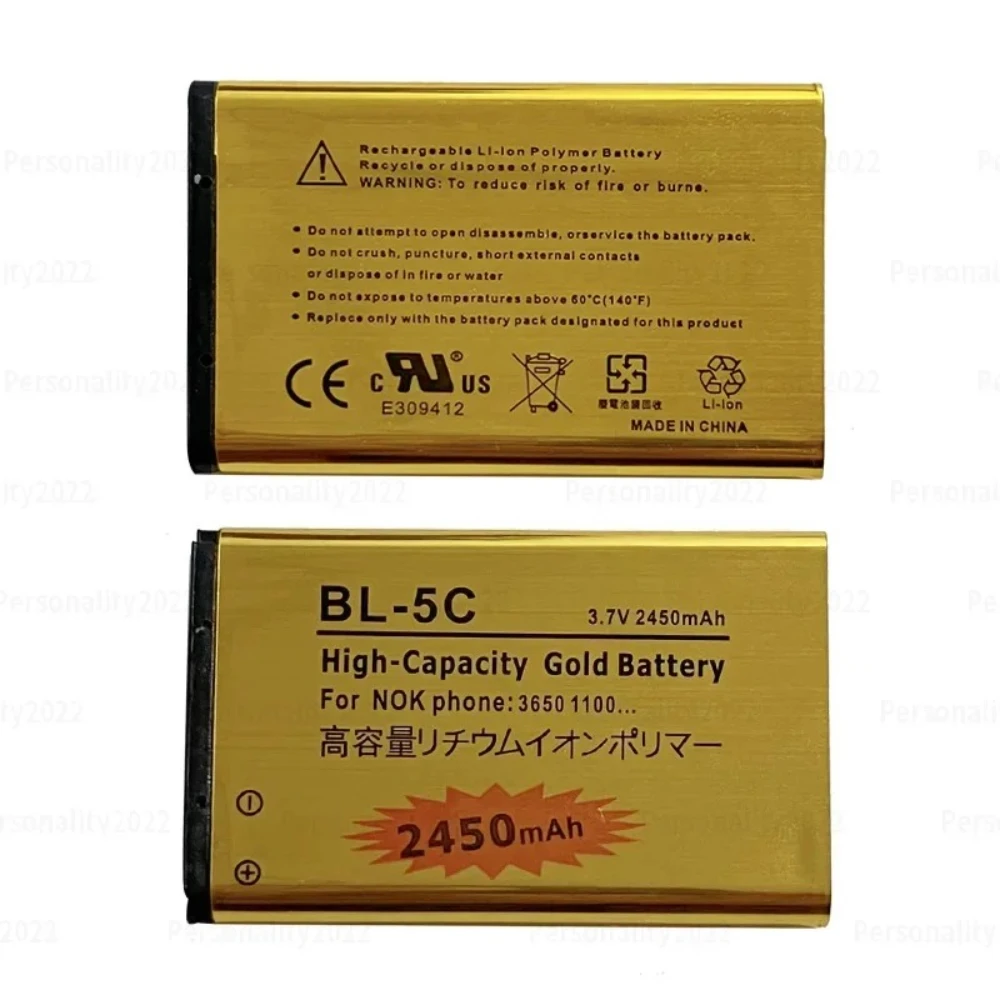 BL-5C batería 3,7 v baterías recargables de iones de litio BL5C 2450mAh para Nokia 2600 1100 1110 1112 2610 6230 6630 BL-5C de teléfono móvil