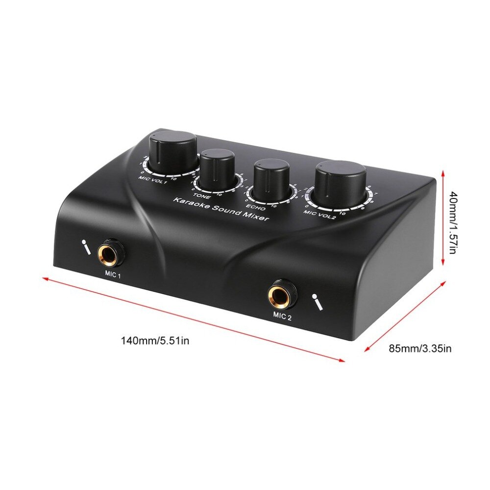 Draagbare Dual Mic Ingangen Audio Sound Mixer Voor Versterker &amp; Microfoon Karaoke Ok Mixer Black Us Plug Voor Bedrijf