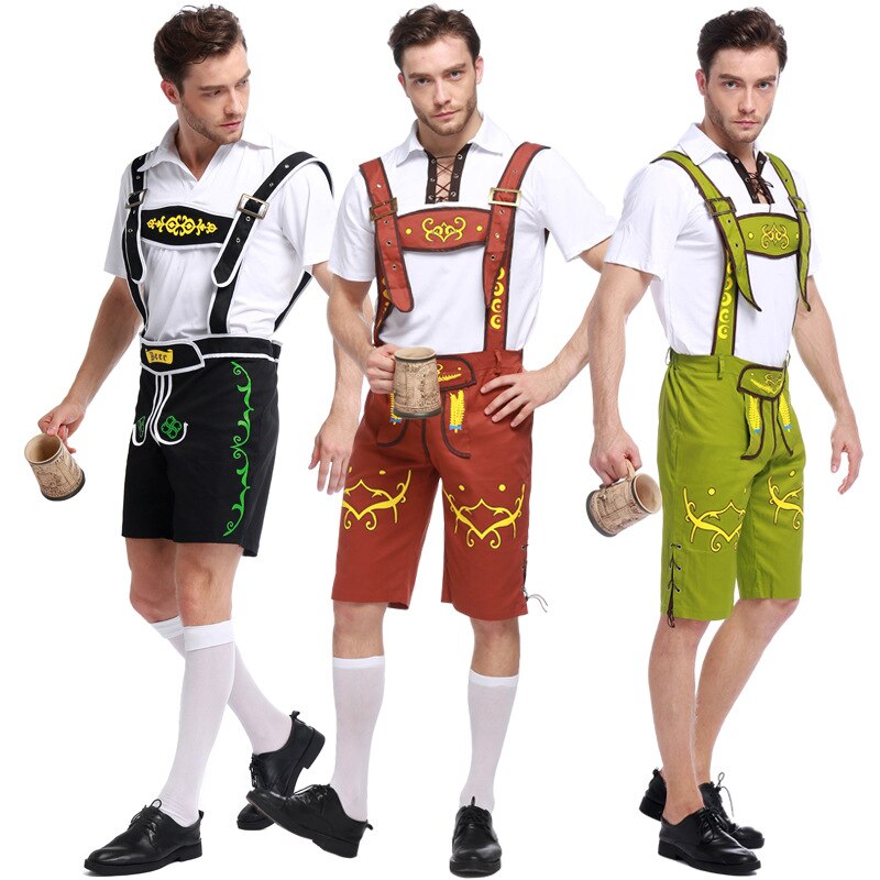 Str m -2xl voksen mann oktoberfest kostyme tysk bayersk øl kostyme bar servitør uniform