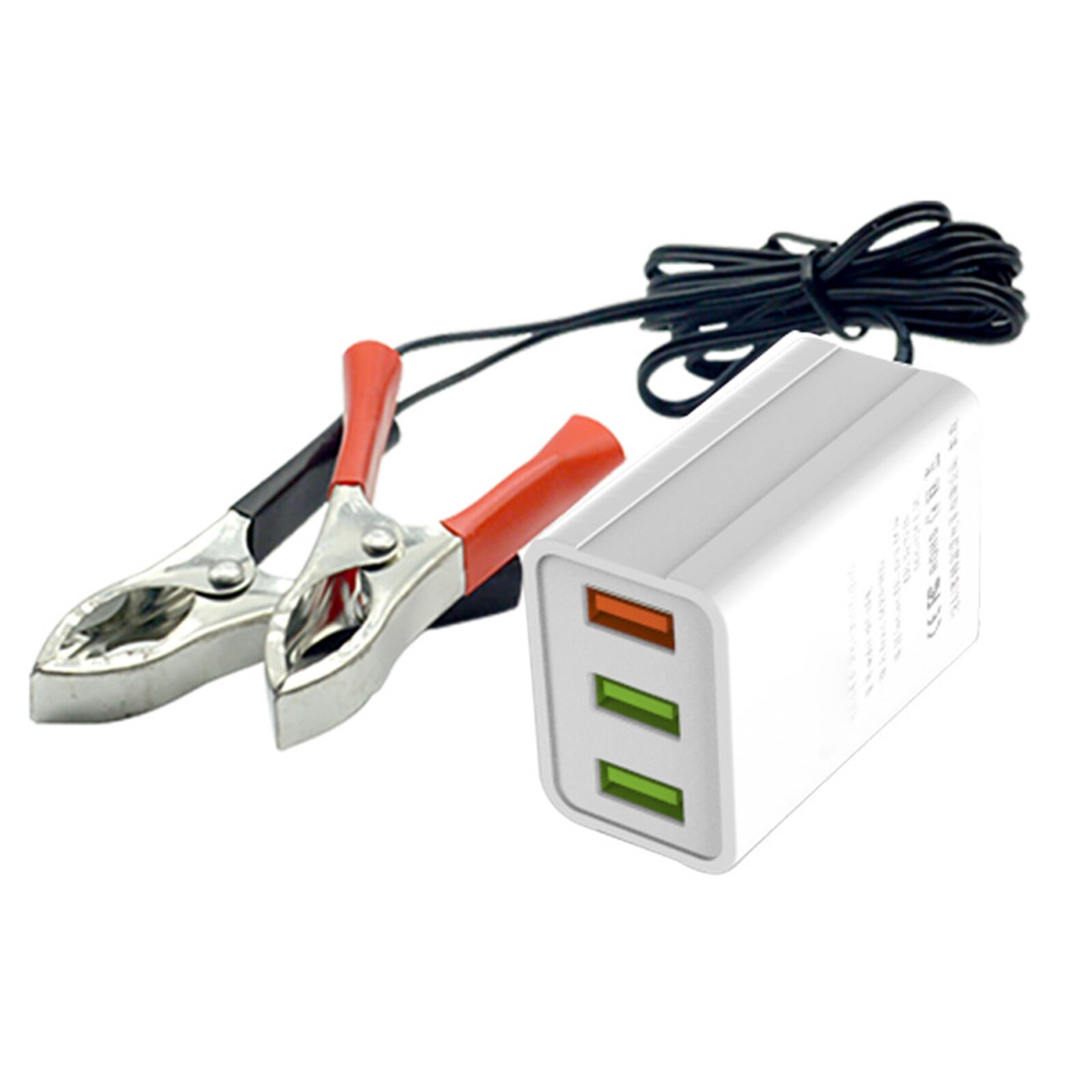 Alligator Clip Converter DC12V-24V QC3.0 USB 5V3A Fast Charger Power Adapter 3 USB Ports for Apple HuaWei Fast Charging