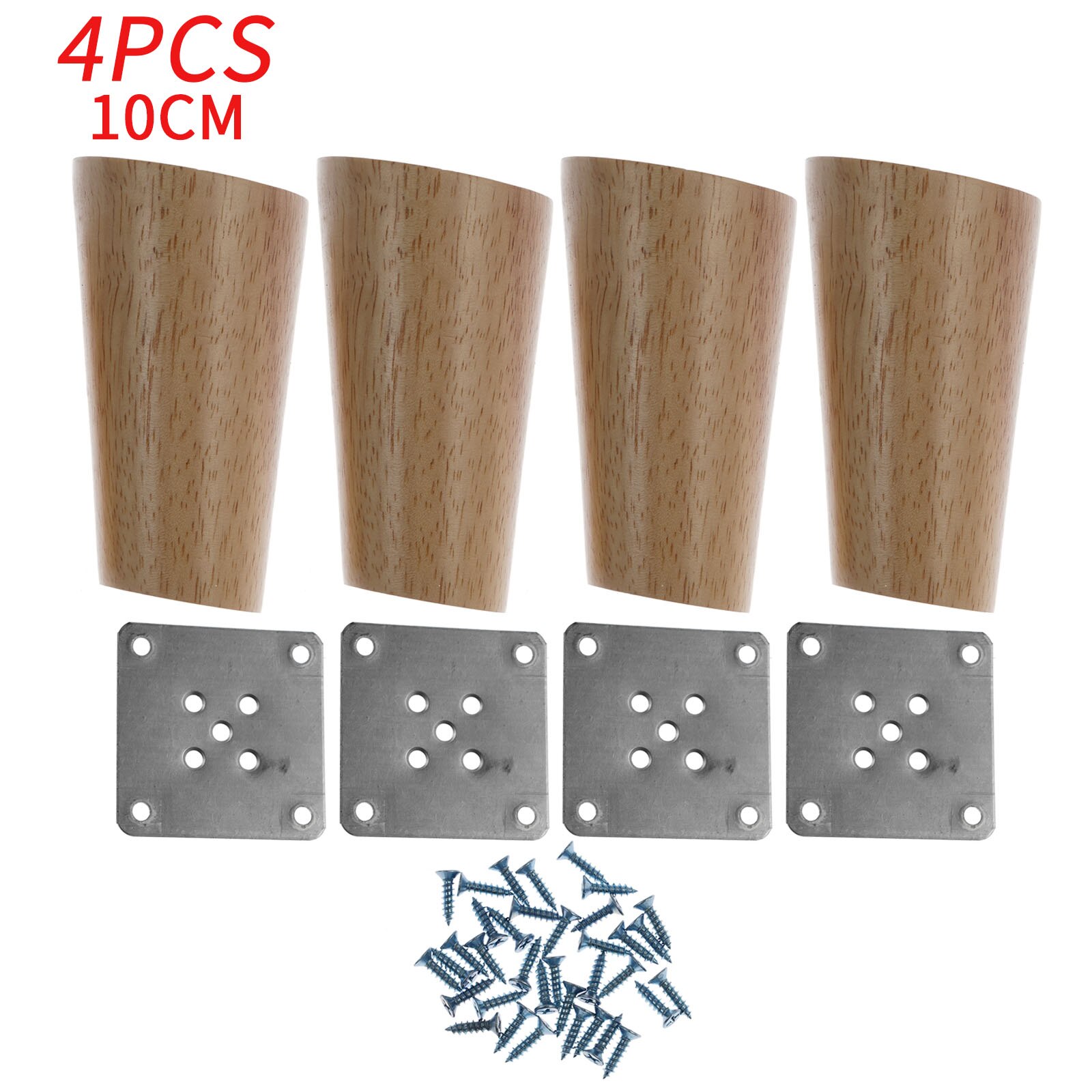 4Pcs Solid Wood Furniture Inclined Cone Replacement Feet with Screws and Mounting Plate Compatible for Sofa Bed Table and Chair: Wooden D