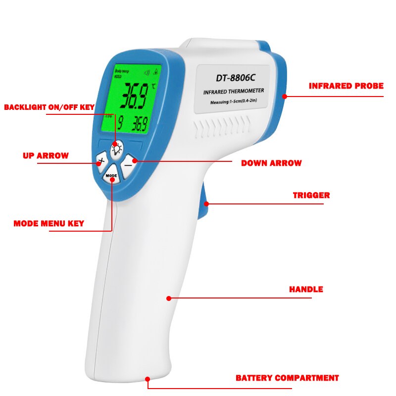 Handheld Portable Non-Contact Infrared Thermometer High Precision Thermometer Temperature Meter Tool Lcd Memory Function