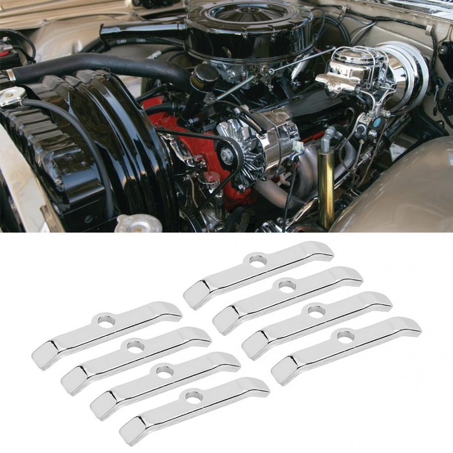 8pcs Chrome Valve Cover Hold-Down Tabs Spreader Bars Fit for Chevy 283 305 327 350 Silver Car accesories