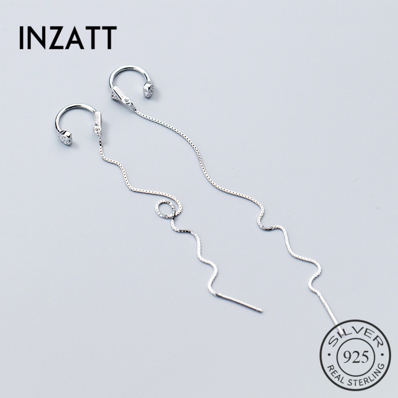 Inzatt Prachtige Dangle Oorbellen Hart Oorbellen Voor Vrouwen Wedding Lange Tassel 925 Sterling Zilveren Sieraden Bijoux