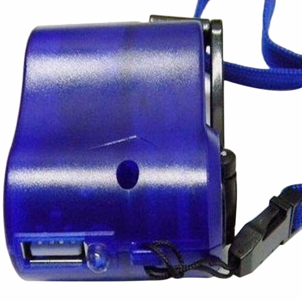 USB Travel Emergency Phone Charger Dynamo Hand Manual Charger Blue