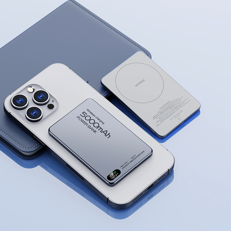 Originale powerbank aus aluminiumlegierung, ersatzakku für iphone 16, 15, 14, 13, 12, kabelloses schnellladegerät, magnetische powerbank mit magsafe-anschluss: Weiß