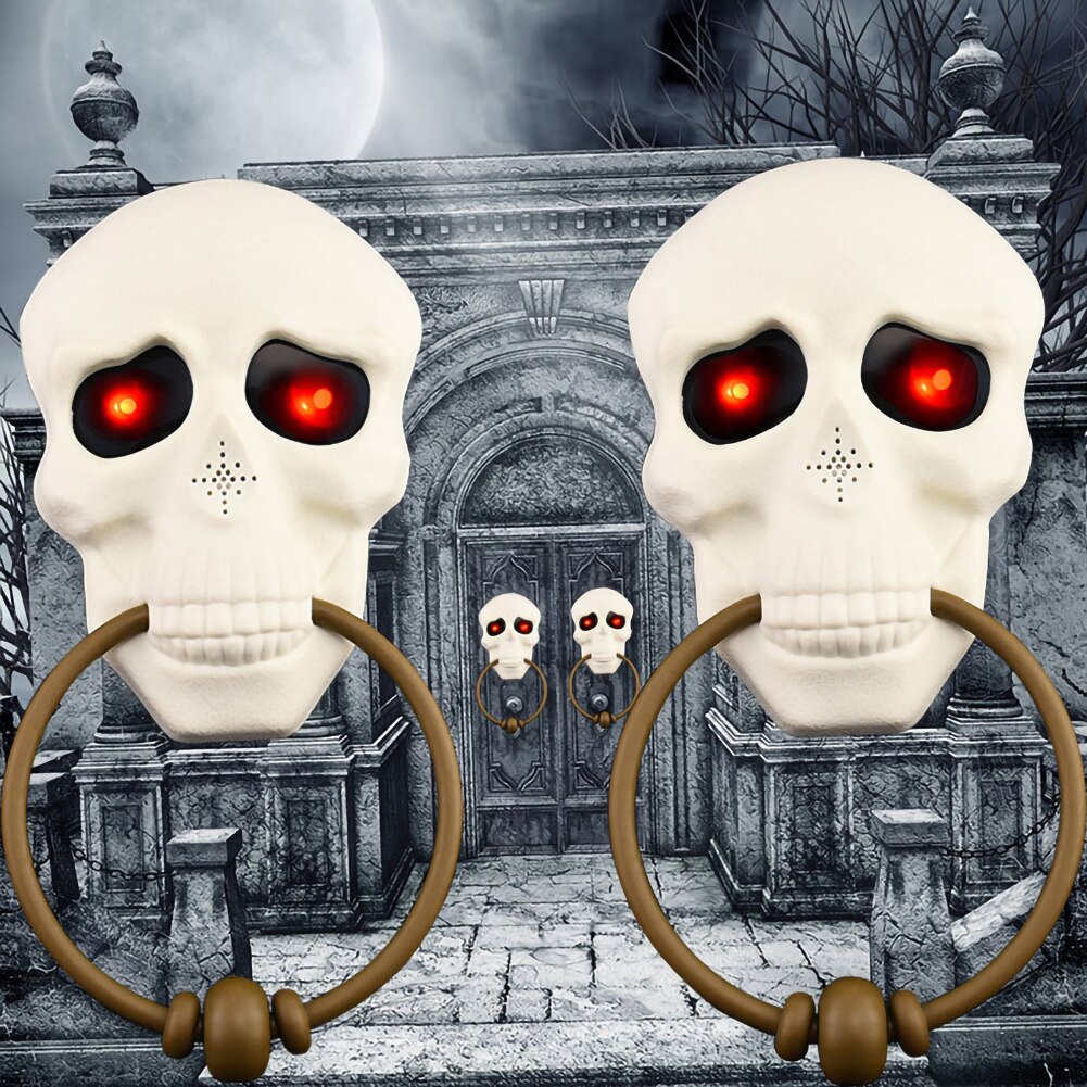 Halloween Horror Props Doorbell Halloween Led Skull Trick Toy Haunted House Party Supplies Led Pumpkin Skull Home Decoration