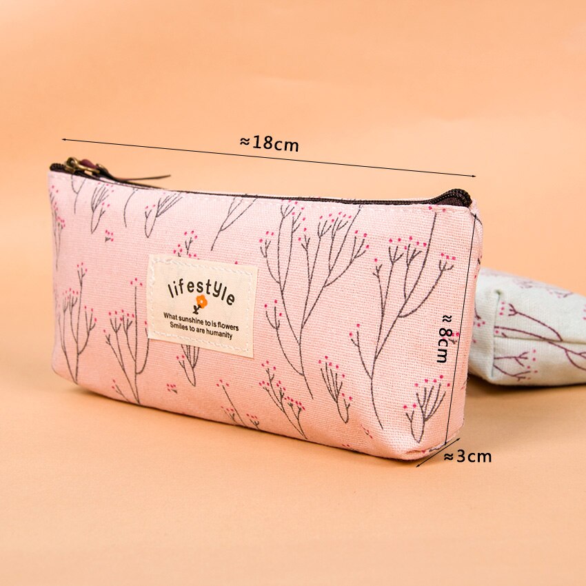 1Pc Kleine Bloemen Etui Canvas Opslag Pouch Pen Tas Kleine Verse Canvas Rits Potlood Box Office levert