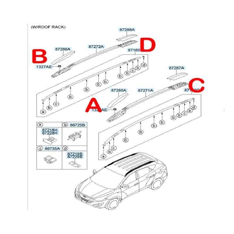 FOR HYUNDAI IX35 TUCSON Half-view sunroof roof rack cover OEM 872512S000 872522S000 872612S000872622S000