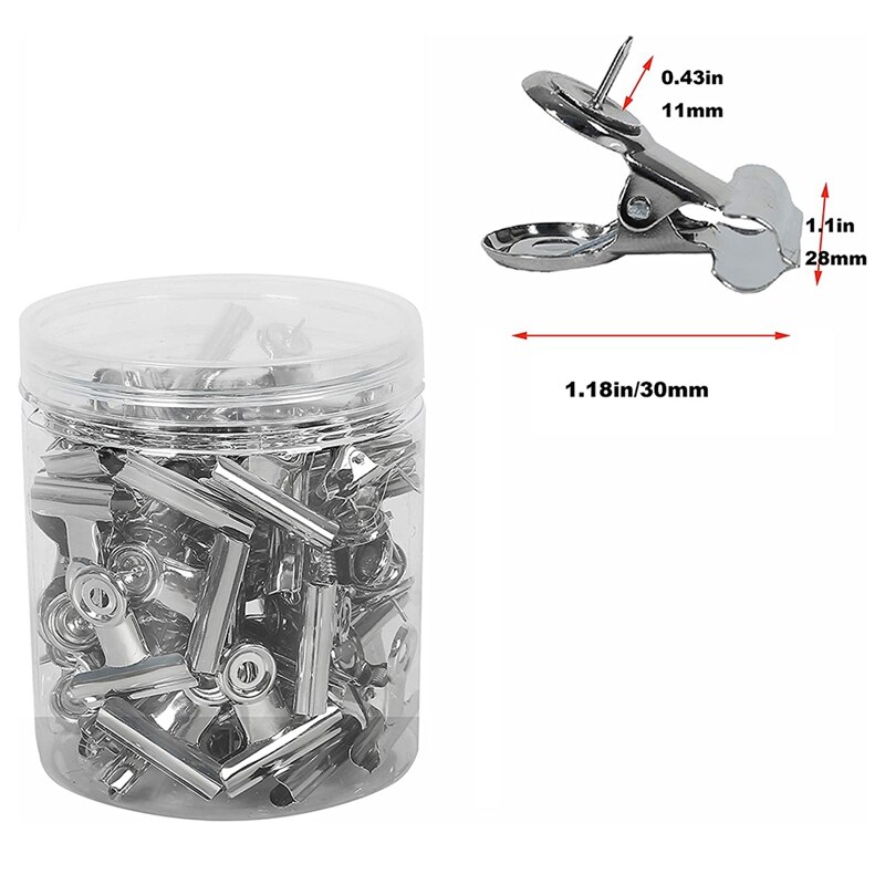 50 Pack Push Pins Clips Zware Clips Met Pins Pushpins Kopspijkers Punaises Voor Kurk Boards Bulletin (Zilver)