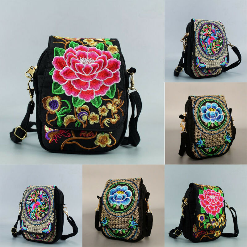 Vintage kinesisk nationalstil kvinder taske etnisk skuldertaske broderi boho hippie kvast tote messenger