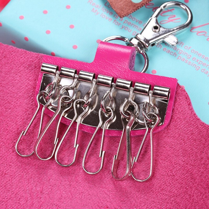 Key Wallets for Women Men 6 Rings Keys Holder Organizer Manager Faux Leather Buckle Key Wallet Purse Car Keychain for Women Men