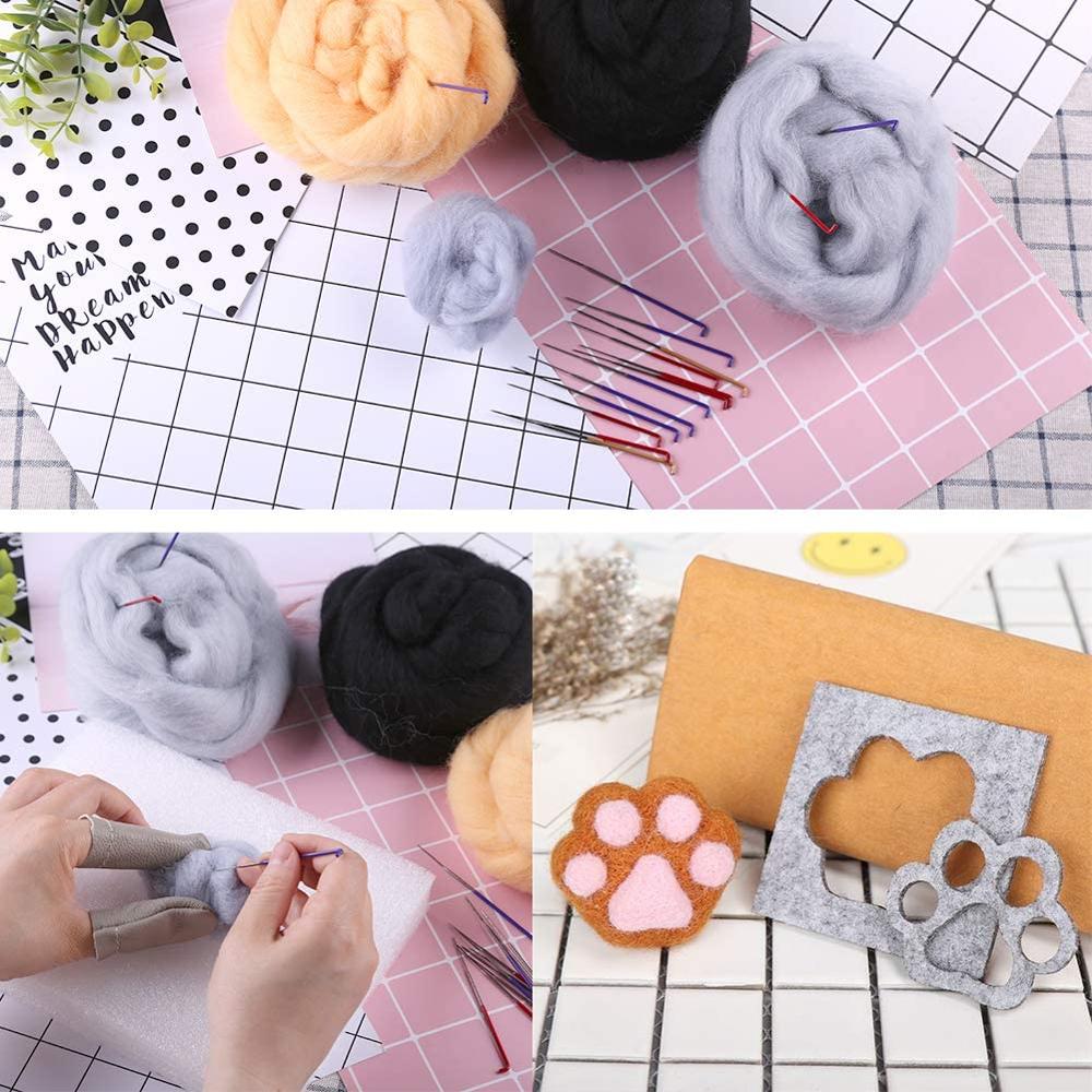 Nonvor-agujas de fieltro para manualidades, moldes de fieltro de lana de Color para principiantes, hilo para manualidades de tela, mango de madera y espuma DIY, 21 unidades, 7 unidades