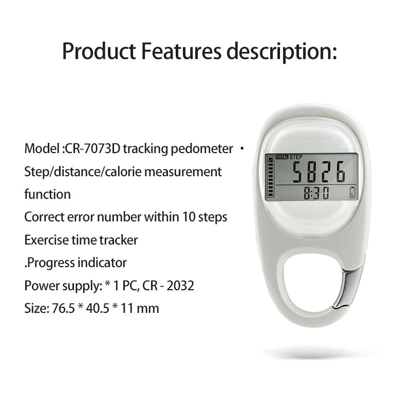 Bærbar karabinhage 3d nøglering skridttæller gåafstand fitness kalorie digital lydløs induktion gym camping vandreudstyr