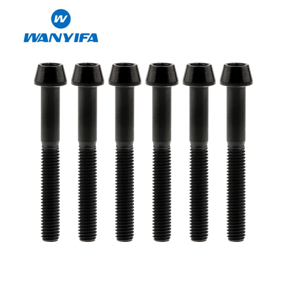 6PCS M5 Titanium Ti Bolts M5X25 30 35 40mm Inner Hexagon Tapered Head Bolt for Bike Bicycle Cycling Accessories Fastener Screws: M5x40 Black