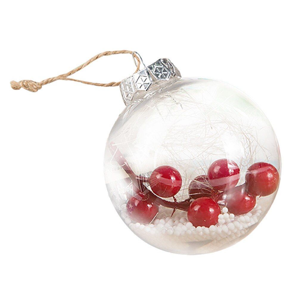 Christmas Tress Decorations DIY Hollow Ball Transparent Open Plastic Clear Bauble Ornament Xmas Box Decoration: H