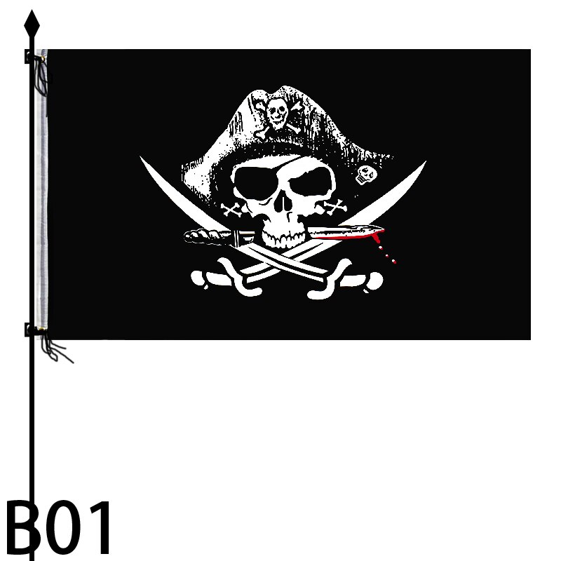 90* 154cm 1 stk piratflag kranium flag lærred header banner polyester med messing tyller halloween temafest udendørs dekoration: B01