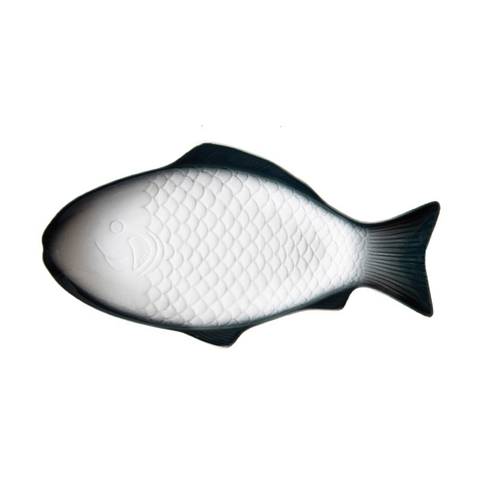 Ceramic Tableware Plate Fish Shaped Dish Snack Storage Fish Pan for Restaurant Home Dinner (11 Inches + White)