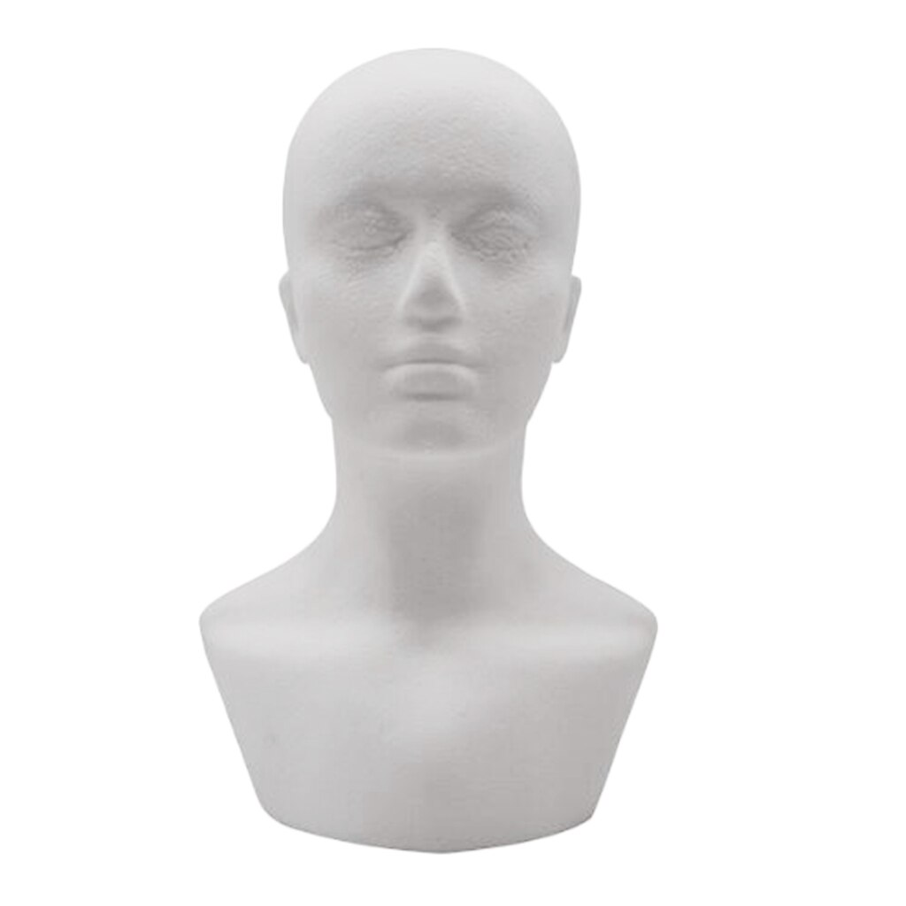 Lightweight Male Hair Hats Mannequin Stand Model For Cap Wig Glasses 21&#39;&#39; White