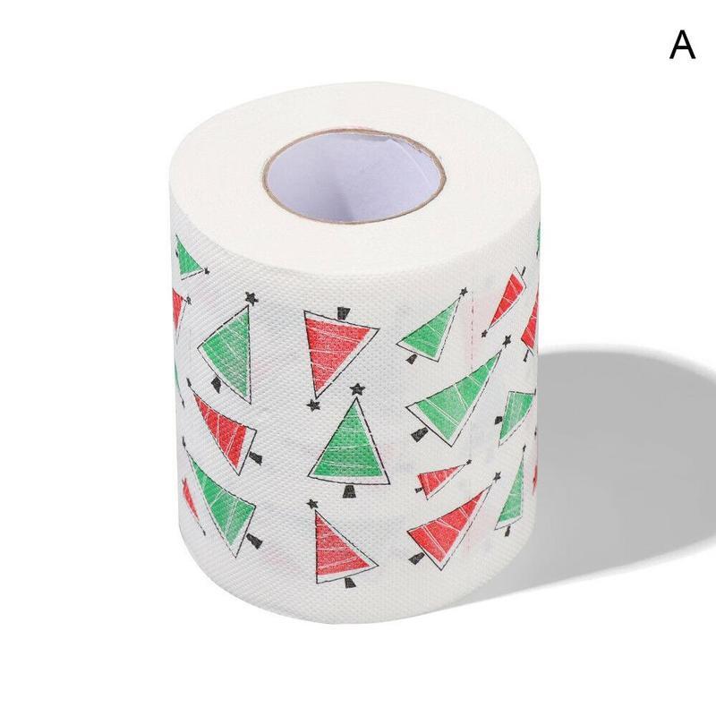 1 rouleau de papier toilette de noël rouleau papier impression père noël bain fournitures de noël décor de noël tissu Navidad noël papier toilette: A 1 roll