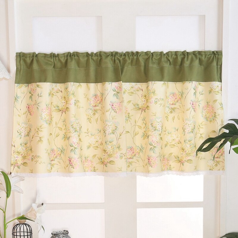 Bedroom Bay Window Curtains Pastoral Style Short Curtain for Kitchen Living Room Divided Panel Home Cabinet Door Drapes: B Short Curtain / 90X45CM
