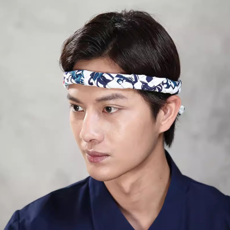 Hand Woven Japanese Cuisine Headband Sushi Head Strap Men Work Chef Vintage Waiter Headdress For Men Women: Champagne