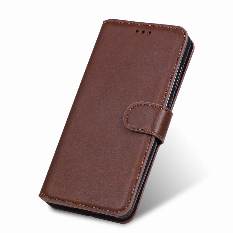 Flip lederen hoesje voor huawei honor 9a portemonneehoes luxe effen smartphone schokbestendige beschermhoes telefoonhoesjes honor 9a: Bruine koffer