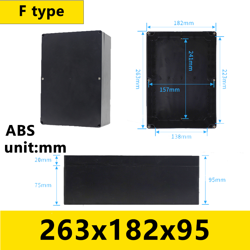 Black Outdoor Waterproof Enclosure Plastic Box Electronic Project Instrument Case Electrical Project Box Junction Box Housing