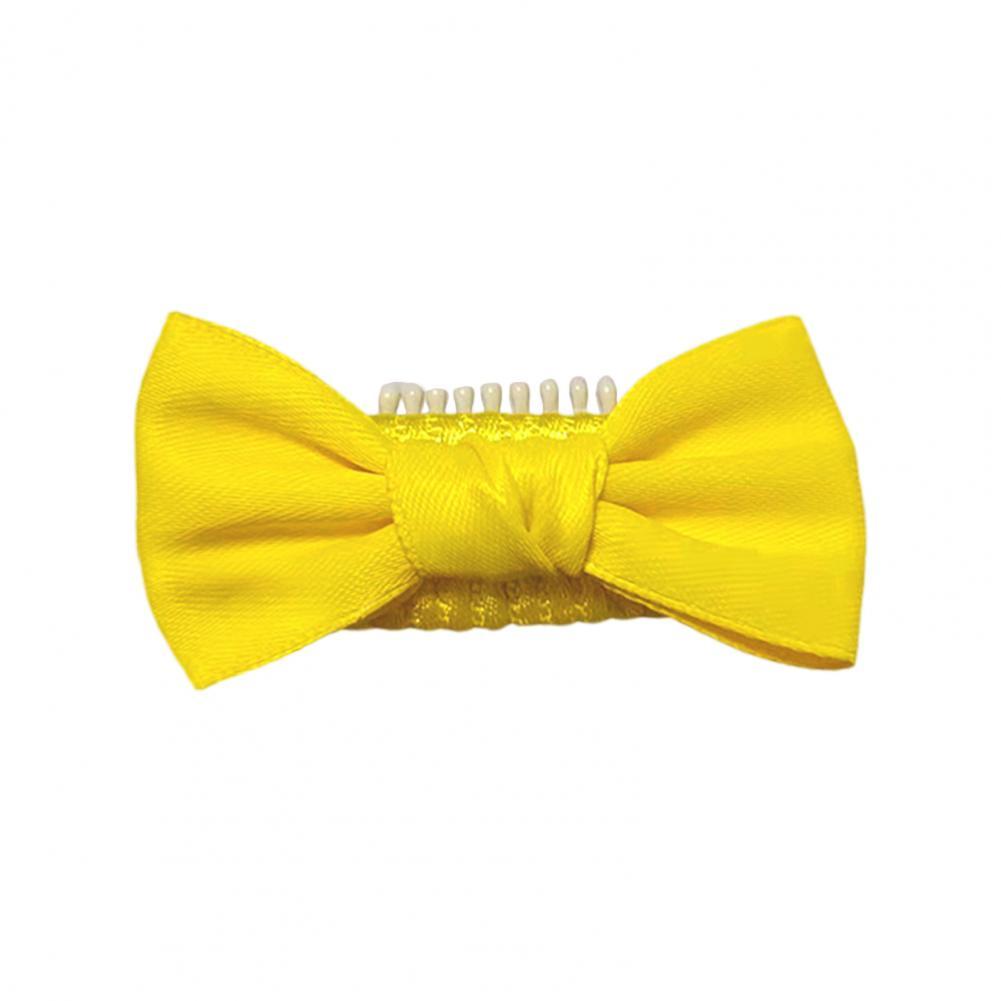 Pajarita compacta para mascotas, pinzas para el pelo, accesorios de peinado, pasador de Color vibrante para Festival: YELLOW