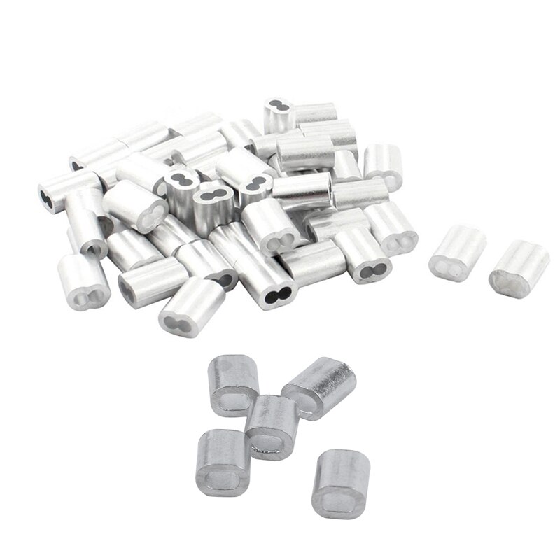 200Pcs Steel Wire Rope Aluminum Ferrules Sleeves Silver - 100Pcs 1Mm Diameter & 100Pcs m Diameter