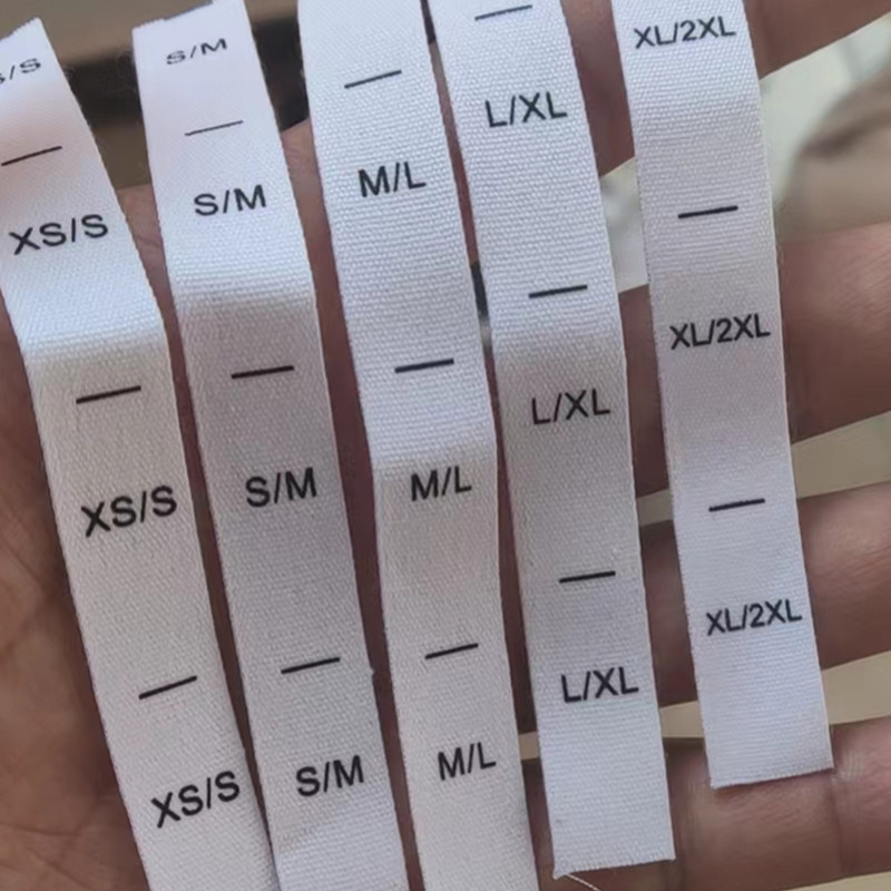 100PCS Wit Katoen Dubbele Maat Label voor volwassen XS/S S/M M/L L/XL XL/2XL Kledingstuk Print Doek Maat Etiketten