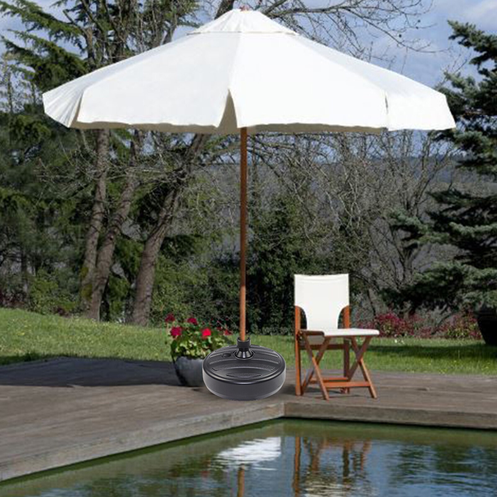 Parasol Base Circular Water-filled Sand-filled Plastic Center-pillar Umbrella Base UV Resistant Nonfading And Weatherproof