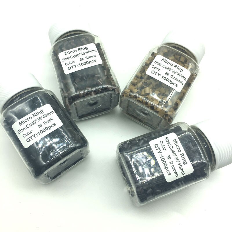 Micro anillos de cobre para extensiones de cabello, 1000x4,0x3,6mm, enlaces para extensiones de cabello, negro, marrón, Rubio, microcuentas de cobre rectas, 4,0 Uds.