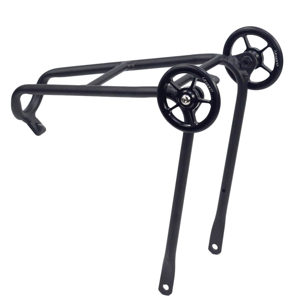 Bicycle Alloy Rear Shelf Q Rack With Easywheels for Brompton 3SIXTY PIKES Folding Bike Lightweight Rear Rack 150g: Black-Black