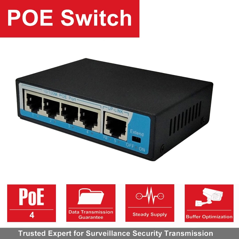 1+4 Ports 10/100Mbps Mini PoE Switch 48V 1A Power over Ethernet Network Switch for CCTV IP Camera