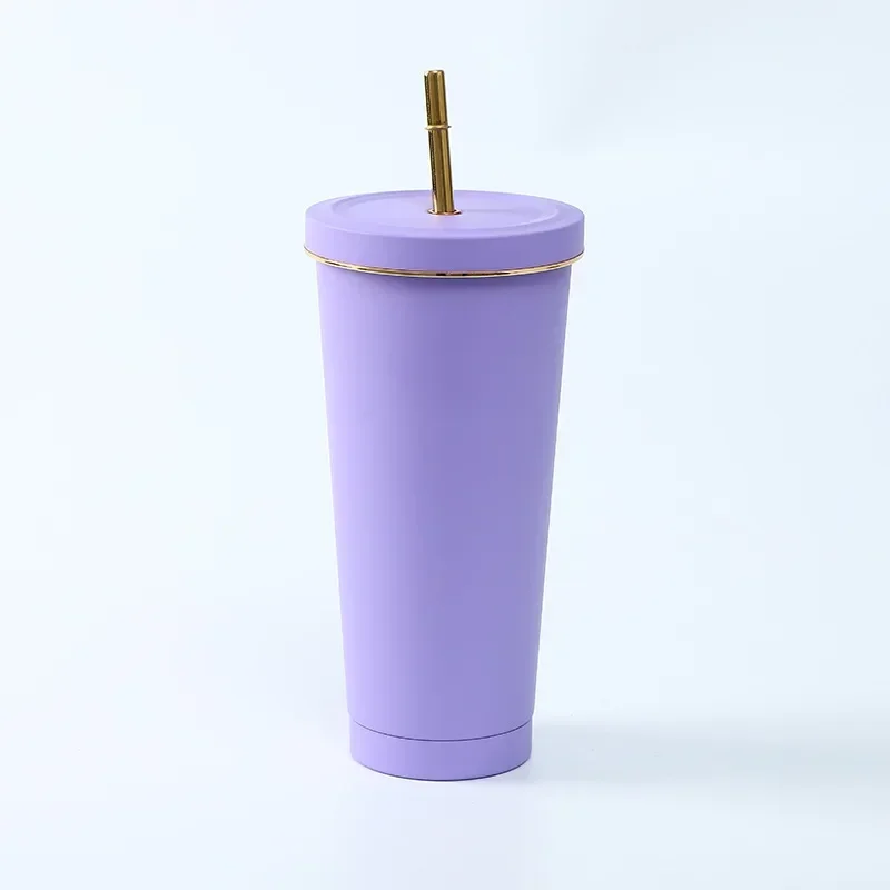 500 750ml Straw Cup With Lid Coffee Reusable Plastic Tumbler Frosted Mug Water Bottle Drinkware Portable Large Capacity Milk Tea: Brown / 750ml