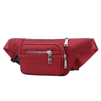 Casual heuptas voor dames, waterdichte nylon heuptas, telefoonhoesje, borsttas, damestas met brede band, damestas met klep, crossbodytas: Wijnrood