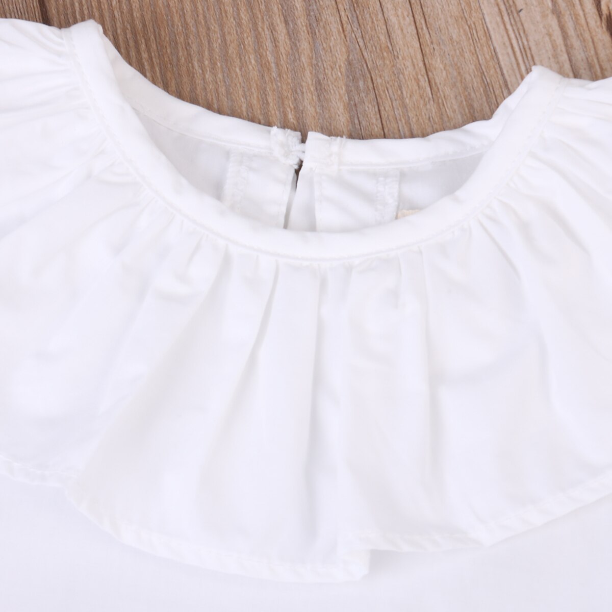 Vêtements bébé fille en coton blanc solide | Col ras du cou, décontracté, sans manches, à volants, chemise d'été, vêtements pour -né 0-24M