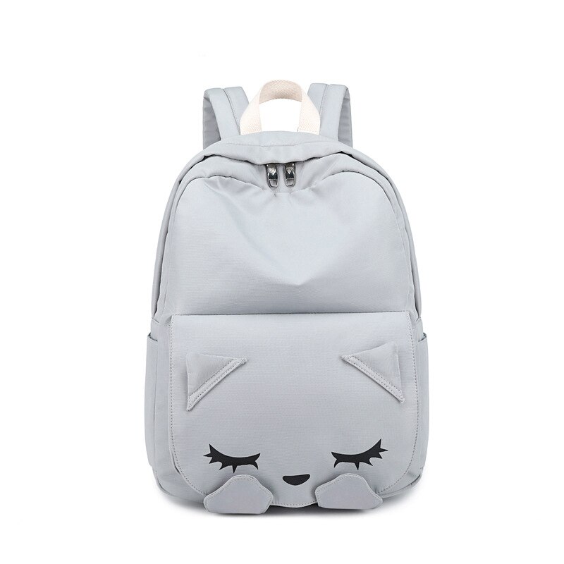 Bolso escolar de gato Rosa bonito para mujer, mochila de viaje a prueba de agua de Corea para estudiante, mochila para computador portátil linda de nailon: grey