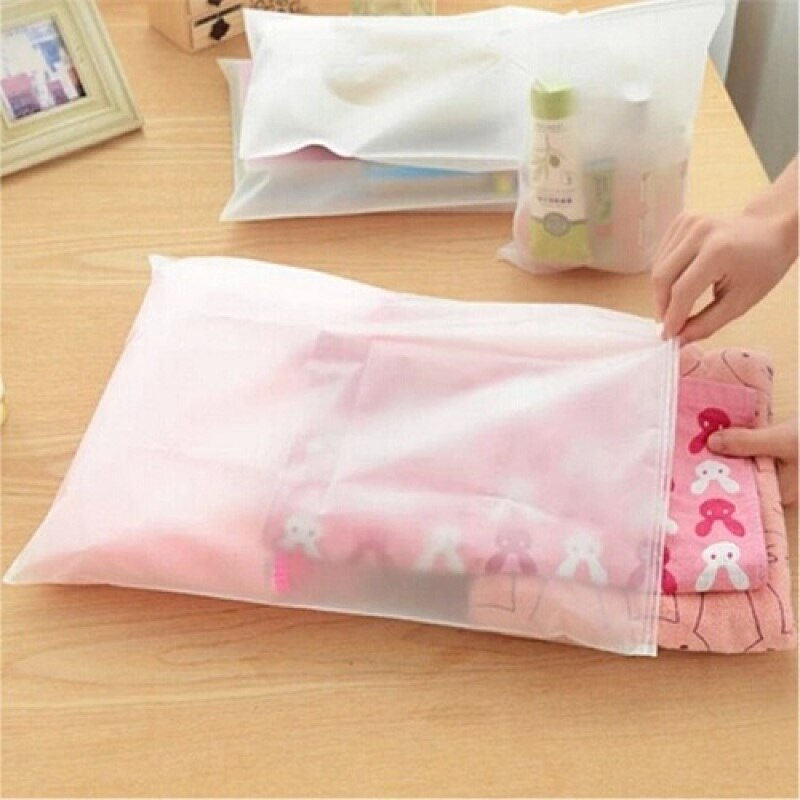 Bolsa de almacenamiento de plástico transparente mate, 3 uds., bolsas de viaje con cierre de cremallera, para embalaje de ropa, organizador de zapatos, 3 tamaños